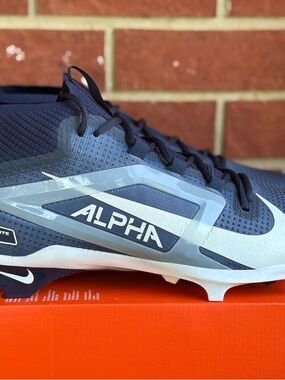 New Nike Alpha Menace 4 Elite Navy Blue White Size 17 Mens Football Cleats